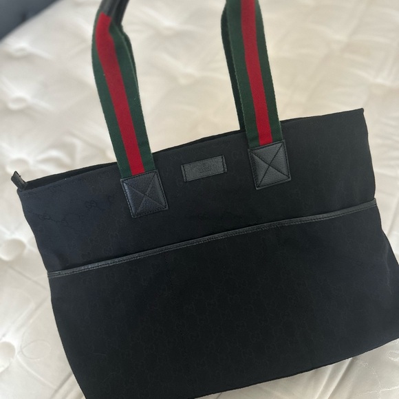 Authentic GUCCI CANVAS  TOTE / shoulder bag w/ Sherry line shoulder strap - Picture 1 of 8